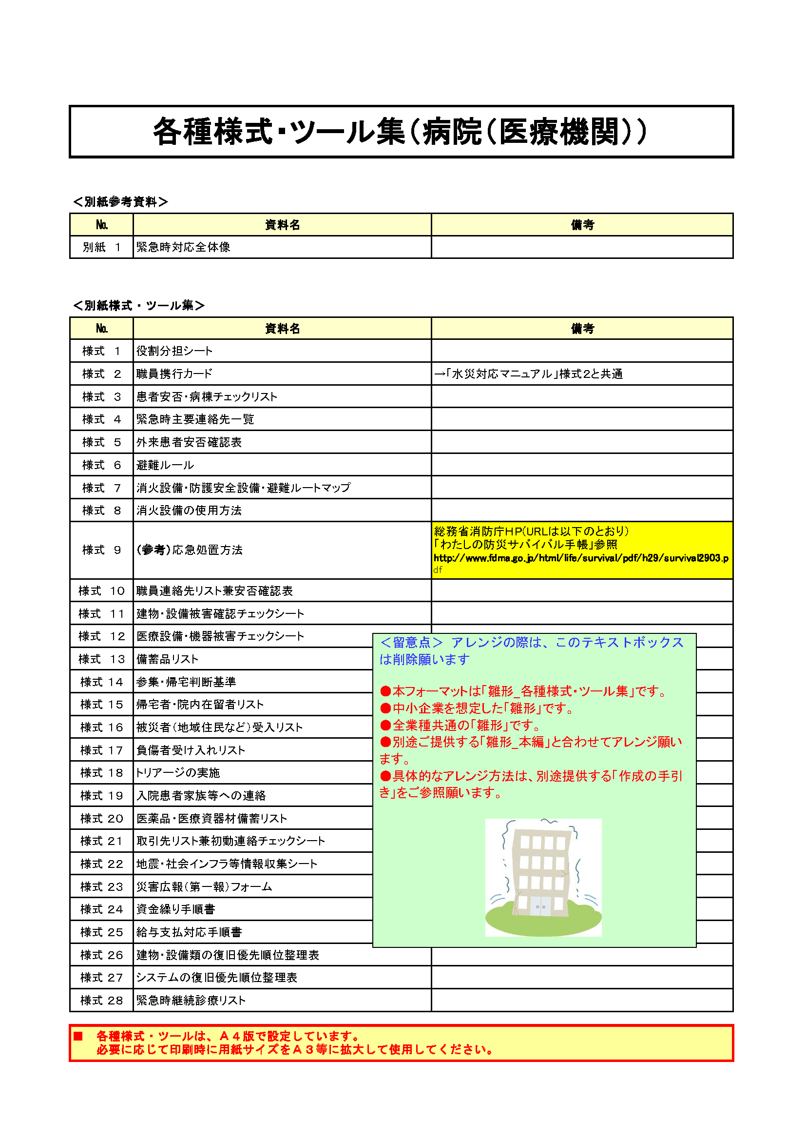 BCP様式・ツール集